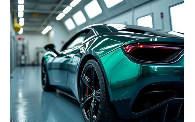 汽車製造廠中,工程師正在檢查採用特殊塗層的車身,展現高端定制和多層次效果